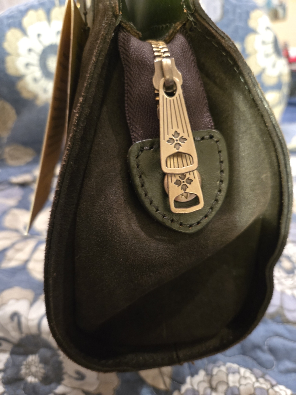 Patricia Nash Olive Green Suede Studded Satchel.  "Like New With Tags" - Picture 4 of 9